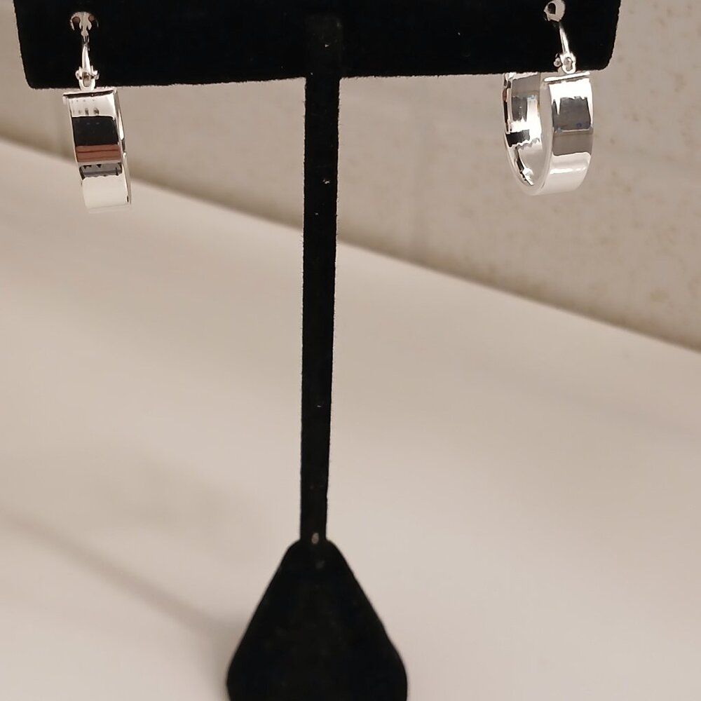 UltraFine Silver Squared Edge 0.75" Hoop Earrings, 2.8g